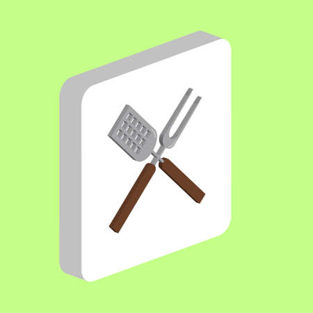 BBQ Item Simple vector icon. Illustration symbol design template for web mobile UI element. Perfect color isometric pictogram on 3d white square. BBQ Item icons for business projectのイラスト素材