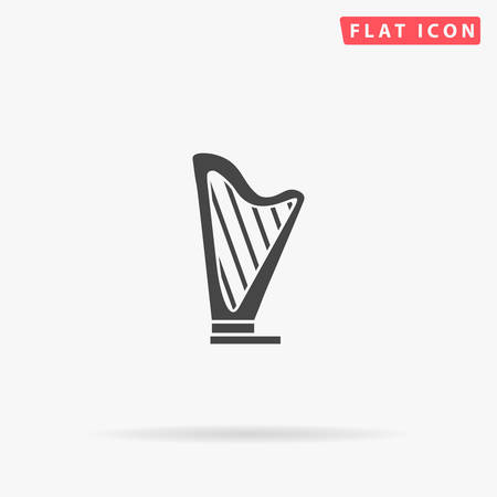 Harp flat vector icon. Glyph style sign. Simple hand drawn illustrations symbol for concept infographics, designs projects, UI and UX, website or mobile application.のイラスト素材