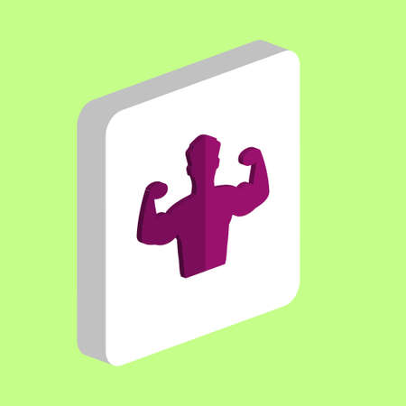 Bodybuilder, Man Simple vector icon. Illustration symbol design template for web mobile UI element. Perfect color isometric pictogram on 3d white square. Bodybuilder, Man icons for business projectのイラスト素材