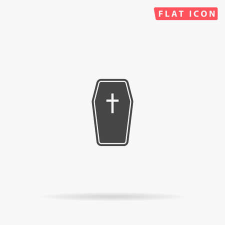 Wooden Coffin flat vector icon. Glyph style sign. Simple hand drawn illustrations symbol for concept infographics, designs projects, UI and UX, website or mobile application.のイラスト素材