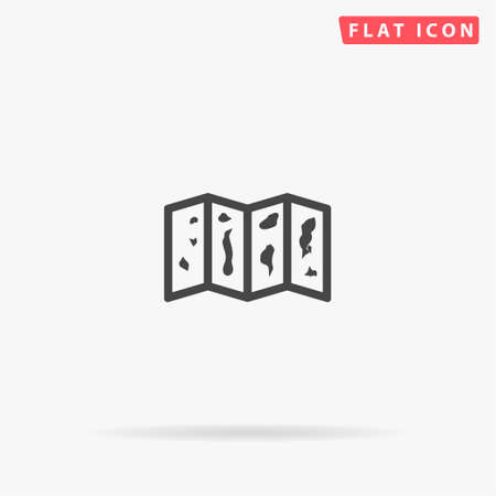 Globe World Map flat vector icon. Glyph style sign. Simple hand drawn illustrations symbol for concept infographics, designs projects, UI and UX, website or mobile application.のイラスト素材