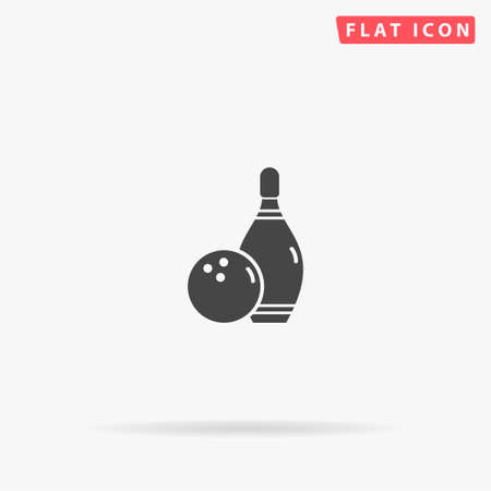Bowling Game flat vector icon. Glyph style sign. Simple hand drawn illustrations symbol for concept infographics, designs projects, UI and UX, website or mobile application.のイラスト素材
