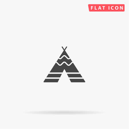 Indian Tipi flat vector icon. Glyph style sign. Simple hand drawn illustrations symbol for concept infographics, designs projects, UI and UX, website or mobile application.のイラスト素材