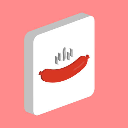 Hot Sausage, BBQ Simple vector icon. Illustration symbol design template for web mobile UI element. Perfect color isometric pictogram on 3d white square. Hot Sausage, BBQ icons for business projectのイラスト素材