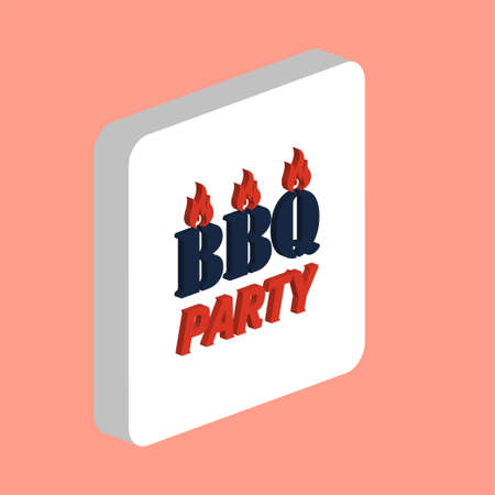 Distressed BBQ Simple vector icon. Illustration symbol design template for web mobile UI element. Perfect color isometric pictogram on 3d white square. Distressed BBQ icons for business projectのイラスト素材