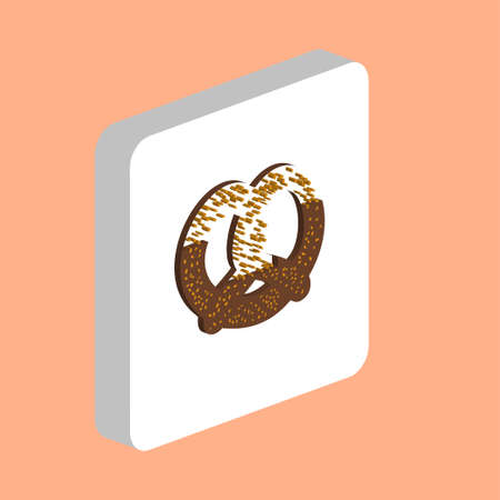 Pretzel Gingerbread Simple vector icon. Illustration symbol design template for web mobile UI element. Perfect color isometric pictogram on 3d white square. Pretzel Cake icons for business projectのイラスト素材