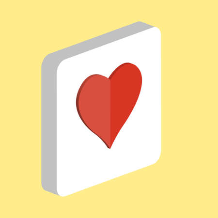 Heart Simple vector icon. Illustration symbol design template for web mobile UI element. Perfect color isometric pictogram on 3d white square. Heart icons for business projectのイラスト素材