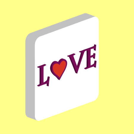 Text Love Simple vector icon. Illustration symbol design template for web mobile UI element. Perfect color isometric pictogram on 3d white square. Text Love icons for business projectのイラスト素材