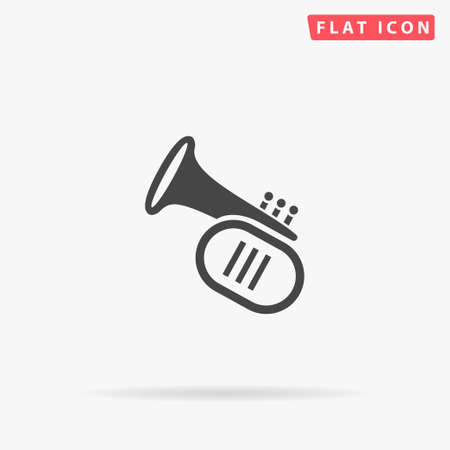 Trumpet flat vector icon. Glyph style sign. Simple hand drawn illustrations symbol for concept infographics, designs projects, UI and UX, website or mobile application.のイラスト素材
