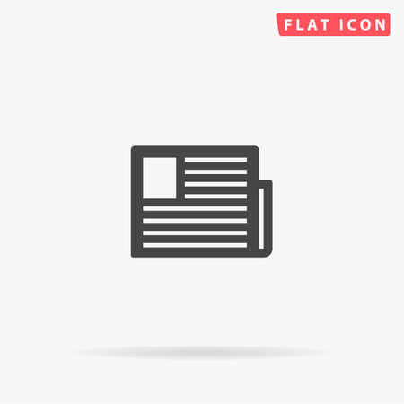 Newspaper flat vector icon. Glyph style sign. Simple hand drawn illustrations symbol for concept infographics, designs projects, UI and UX, website or mobile application.のイラスト素材