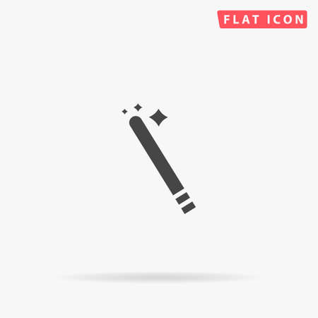 Magician Wand flat vector icon. Glyph style sign. Simple hand drawn illustrations symbol for concept infographics, designs projects, UI and UX, website or mobile application.のイラスト素材