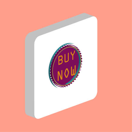 Buy Now Label Simple vector icon. Illustration symbol design template for web mobile UI element. Perfect color isometric pictogram on 3d white square. Buy Now Label icons for business projectのイラスト素材
