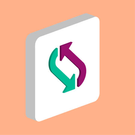 Rotation Arrow Simple vector icon. Illustration symbol design template for web mobile UI element. Perfect color isometric pictogram on 3d white square. Rotation Arrow icons for business projectのイラスト素材