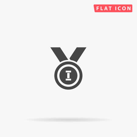 Medal flat vector icon. Glyph style sign. Simple hand drawn illustrations symbol for concept infographics, designs projects, UI and UX, website or mobile application.のイラスト素材
