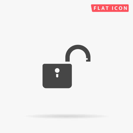 Padlock Open flat vector icon. Glyph style sign. Simple hand drawn illustrations symbol for concept infographics, designs projects, UI and UX, website or mobile application.のイラスト素材