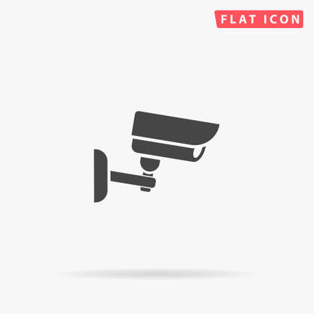 Security Camera flat vector icon. Glyph style sign. Simple hand drawn illustrations symbol for concept infographics, designs projects, UI and UX, website or mobile application.のイラスト素材