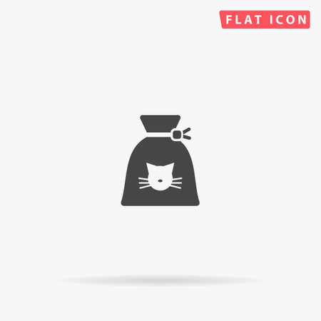 Cat In Bag flat vector icon. Glyph style sign. Simple hand drawn illustrations symbol for concept infographics, designs projects, UI and UX, website or mobile application.のイラスト素材