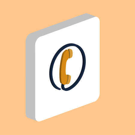 Telephone, Phone Simple vector icon. Illustration symbol design template for web mobile UI element. Perfect color isometric pictogram on 3d white square. Telephone, Phone icons for business projectのイラスト素材