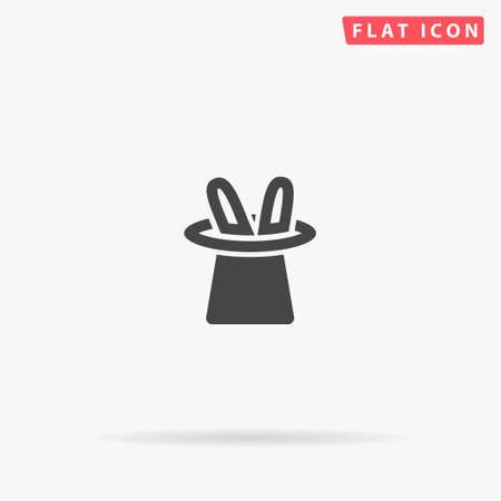 Rabbit In Hat flat vector icon. Glyph style sign. Simple hand drawn illustrations symbol for concept infographics, designs projects, UI and UX, website or mobile application.のイラスト素材
