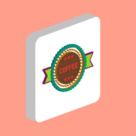 Coffee label Simple vector icon. Illustration symbol design template for web mobile UI element. Perfect color isometric pictogram on 3d white square. Coffee label icons for business projectのイラスト素材