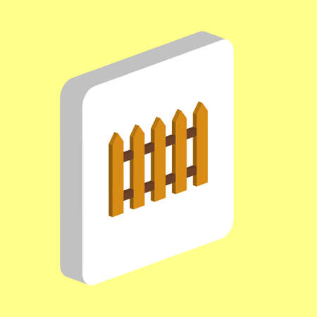 Wooden Fence Simple vector icon. Illustration symbol design template for web mobile UI element. Perfect color isometric pictogram on 3d white square. Wooden Fence icons for business projectのイラスト素材