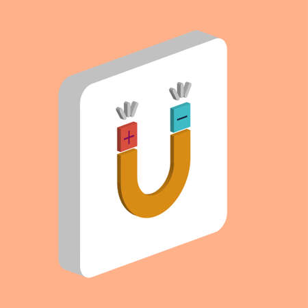 Magnet, Magnetism Simple vector icon. Illustration symbol design template for web mobile UI element. Perfect color isometric pictogram on 3d white square. Magnet, Magnetism icons for business projectのイラスト素材