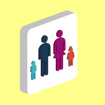 Happy Family Simple vector icon. Illustration symbol design template for web mobile UI element. Perfect color isometric pictogram on 3d white square. Happy Family icons for business projectのイラスト素材