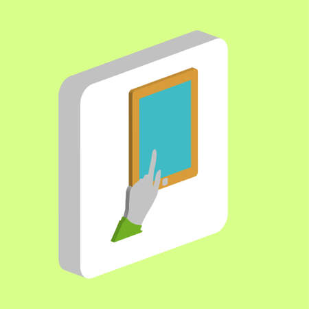 Finger Click Tablet Simple vector icon. Illustration symbol design template for web mobile UI element. Perfect color isometric pictogram on 3d white square. Click Tablet icons for business projectのイラスト素材