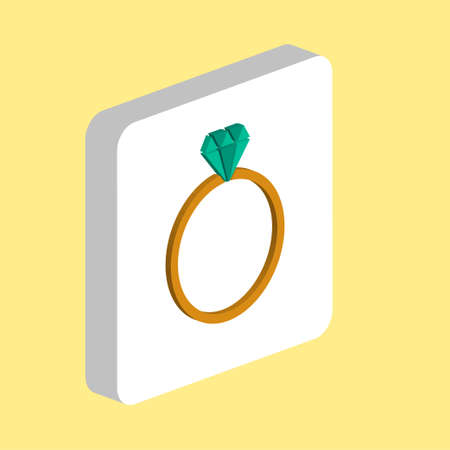 Diamond ring Simple vector icon. Illustration symbol design template for web mobile UI element. Perfect color isometric pictogram on 3d white square. Diamond ring icons for business projectのイラスト素材