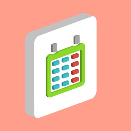 Calendar Simple vector icon. Illustration symbol design template for web mobile UI element. Perfect color isometric pictogram on 3d white square. Calendar icons for business projectのイラスト素材