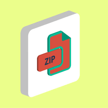 ZIP document Simple vector icon. Illustration symbol design template for web mobile UI element. Perfect color isometric pictogram on 3d white square. ZIP document icons for business projectのイラスト素材