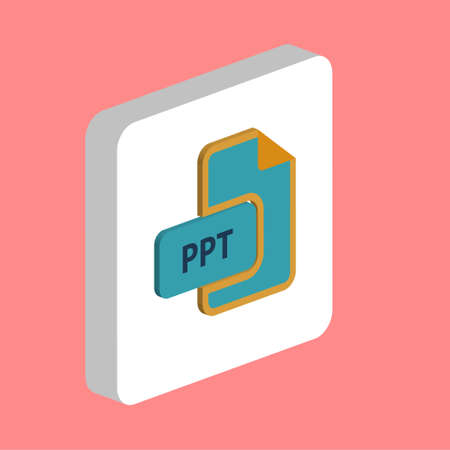 PPT document Simple vector icon. Illustration symbol design template for web mobile UI element. Perfect color isometric pictogram on 3d white square. PPT document icons for business projectのイラスト素材