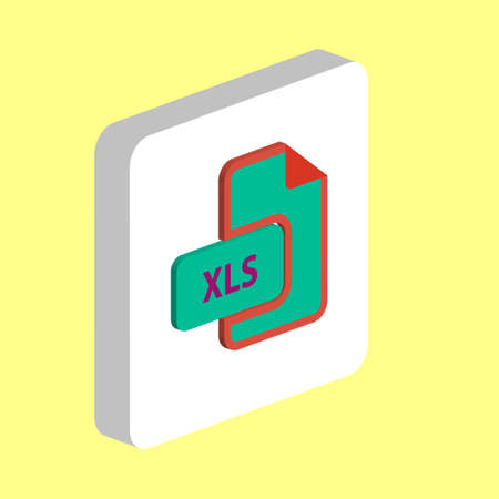 XLS document Simple vector icon. Illustration symbol design template for web mobile UI element. Perfect color isometric pictogram on 3d white square. DOC document icons for business projectのイラスト素材