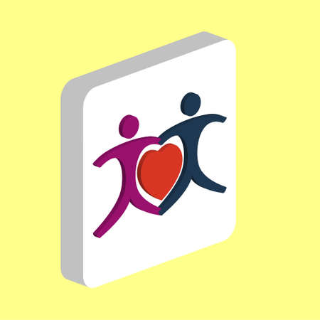 Together, couple in love Simple vector icon. Illustration symbol design template for web mobile UI element. Perfect color isometric pictogram on 3d white square. Together icons for business projectのイラスト素材