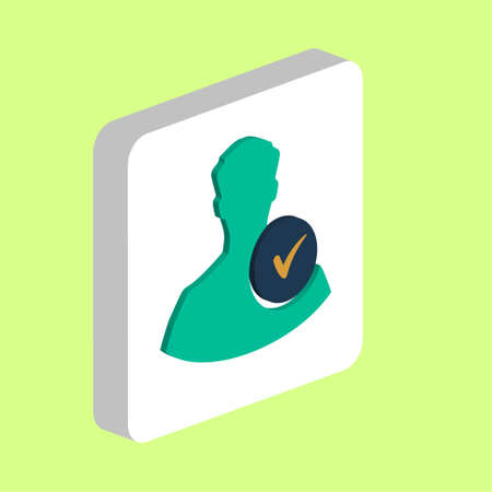User Check Simple vector icon. Illustration symbol design template for web mobile UI element. Perfect color isometric pictogram on 3d white square. User Check icons for business projectのイラスト素材