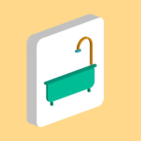 Bathtub Simple vector icon. Illustration symbol design template for web mobile UI element. Perfect color isometric pictogram on 3d white square. Bathtub icons for business projectのイラスト素材