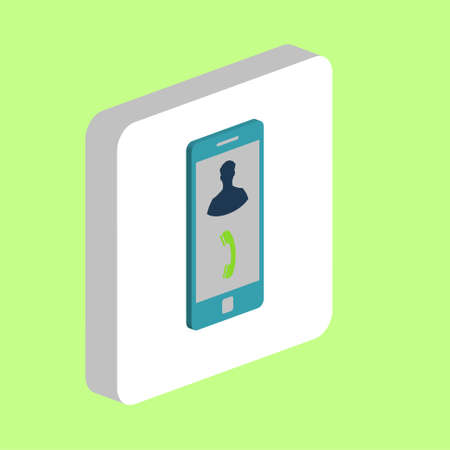 Incoming call Simple vector icon. Illustration symbol design template for web mobile UI element. Perfect color isometric pictogram on 3d white square. Incoming call icons for business projectのイラスト素材