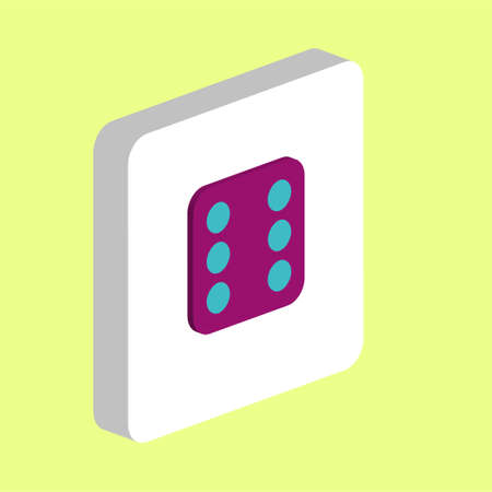 Dice 6 Simple vector icon. Illustration symbol design template for web mobile UI element. Perfect color isometric pictogram on 3d white square. Dice 6 icons for business projectのイラスト素材
