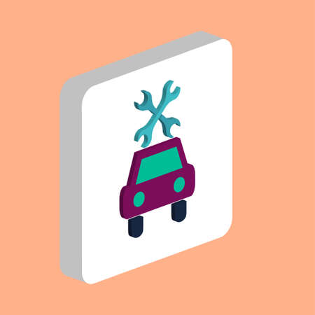 Car service Simple vector icon. Illustration symbol design template for web mobile UI element. Perfect color isometric pictogram on 3d white square. Car service icons for business projectのイラスト素材