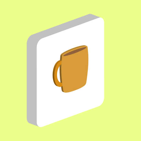 Tea cup Simple vector icon. Illustration symbol design template for web mobile UI element. Perfect color isometric pictogram on 3d white square. Tea cup icons for business projectのイラスト素材