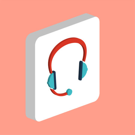 Headphone Simple vector icon. Illustration symbol design template for web mobile UI element. Perfect color isometric pictogram on 3d white square. Headphone icons for business projectのイラスト素材