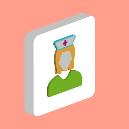 Nurse Simple vector icon. Illustration symbol design template for web mobile UI element. Perfect color isometric pictogram on 3d white square. Nurse icons for business projectのイラスト素材