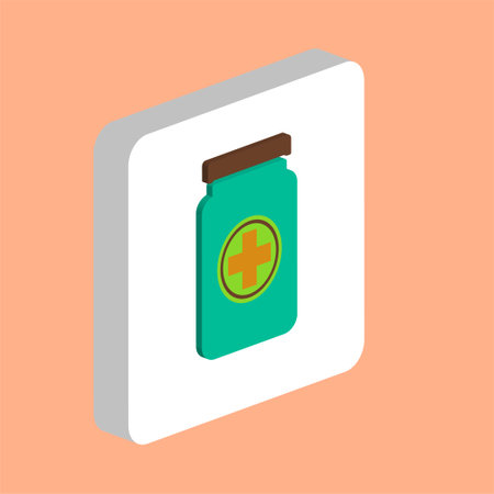 medicine bottle Simple vector icon. Illustration symbol design template for web mobile UI element. Perfect color isometric pictogram on 3d white square. medicine bottle icons for business projectのイラスト素材