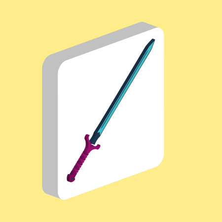 Sword Simple vector icon. Illustration symbol design template for web mobile UI element. Perfect color isometric pictogram on 3d white square. Sword icons for business projectのイラスト素材