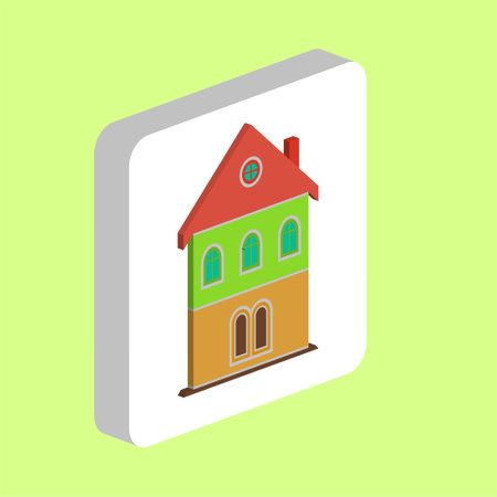 building Simple vector icon. Illustration symbol design template for web mobile UI element. Perfect color isometric pictogram on 3d white square. building icons for business projectのイラスト素材