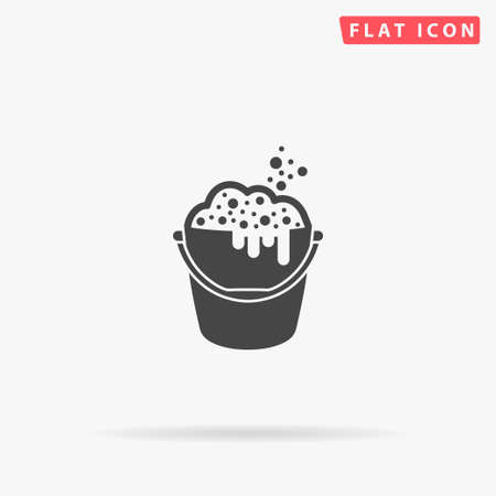 Washing Bucket flat vector icon. Hand drawn style design illustrations.のイラスト素材