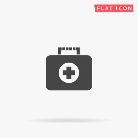 First aid kit flat vector icon. Hand drawn style design illustrations.のイラスト素材