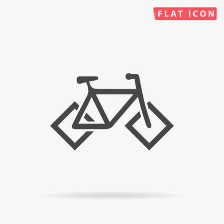 Bicycle with square wheels flat vector icon. Hand drawn style design illustrations.のイラスト素材