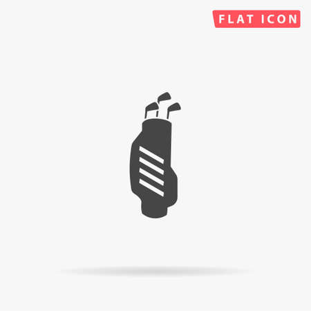 Golf Bag with Clubs flat vector icon. Hand drawn style design illustrations.のイラスト素材