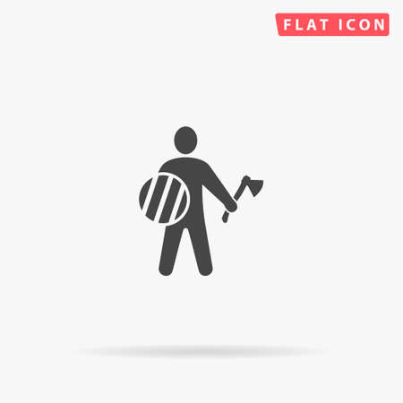 Viking warrior flat vector icon. Hand drawn style design illustrations.のイラスト素材